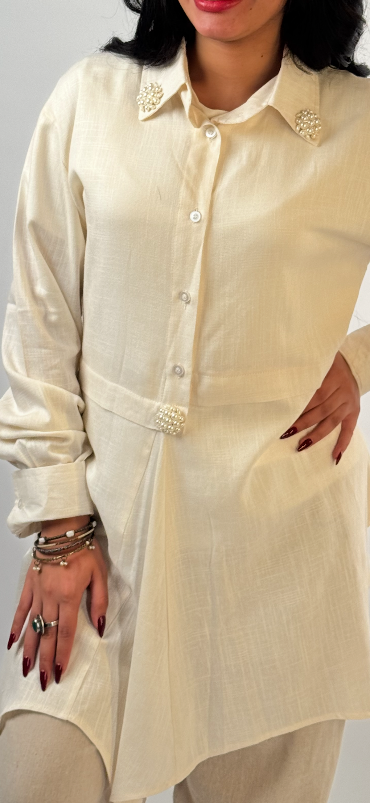 Pearl detail shirt